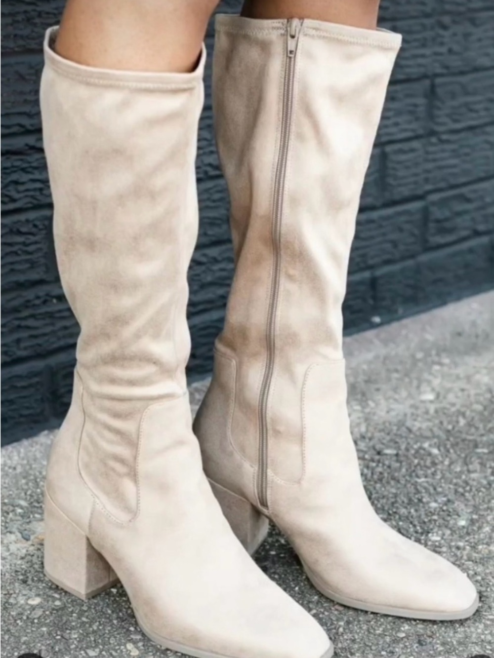Vionic Womens Inessa Beige Faux Suede Tall Knee-High Boots Shoes